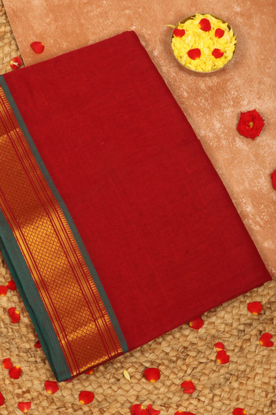 Red Semi Cotton Saree