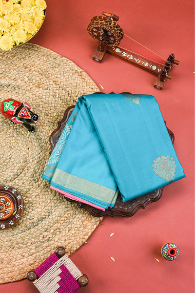 Sky Blue Kanchipuram Silk Saree