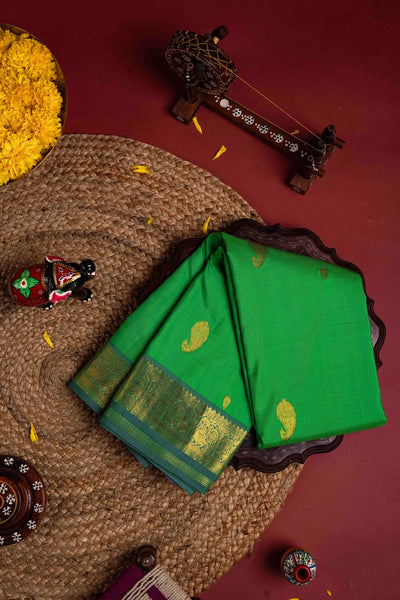 1209076-Parrot Green Kanchipuram Silk Saree-PALAM-SILKS