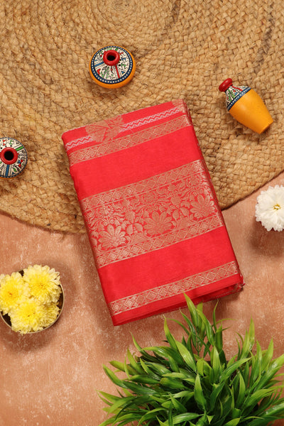 Red Semi Silk Cotton Saree