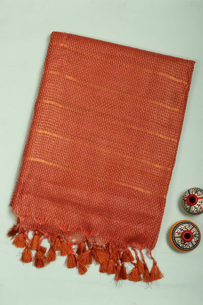 1245961-Burnt Orange Linen Saree-PALAM-SILKS-ONLINe