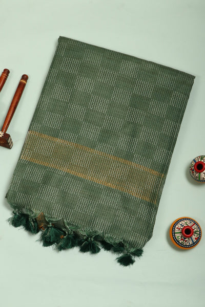 1245988-Algae Green Linen Saree-PALAM-SILKS-ONLINE