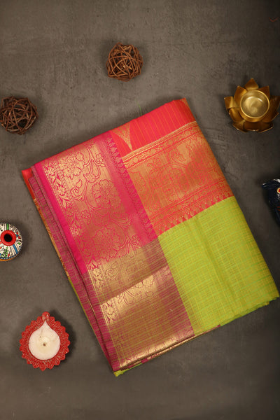 1246327-PALAM-SILKS-SHOP-ONLINE-Parrot Green Supernet Saree