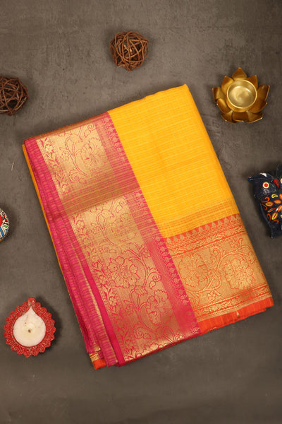 1246333-PALAM-SILKS-SHOP-ONLINE-Marigold Yellow Supernet Saree