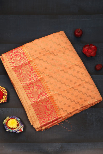 Peach Semi Tussar Saree