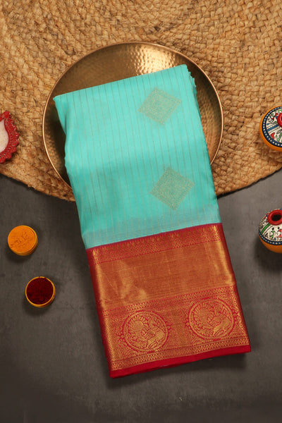 Turquoise Blue Silk Mix Saree