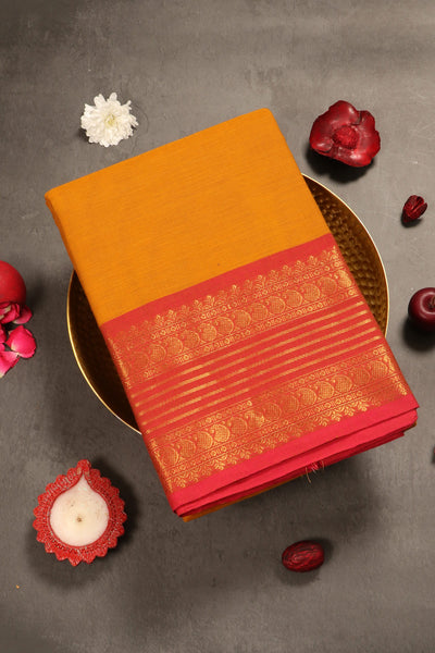 Orange Cotton Saree