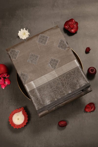 Iron Grey Semi Tussar Saree