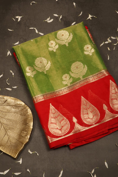 1218796-PALAM-SILKS-SHOP-ONLINE-Green Tanchui Saree with Tishu Zari