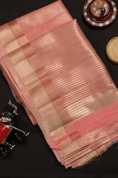 Peach Semi Tussar Saree