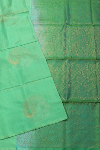 Borderless Turquoise Blue Softsilk Saree