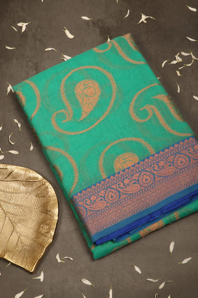 1221552-PALAM-SILKS-SHOP-ONLINE-Sea Green Semi Silk Cotton Saree