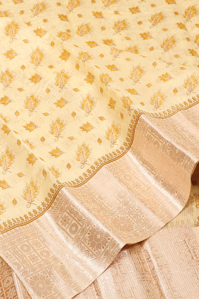 Palam-Silks-Shop-Online-Lemon Yellow Semi Tussar Saree