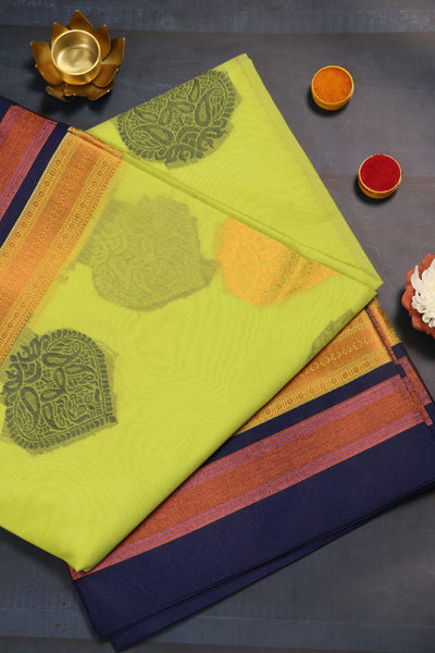 1239916-PALAM-SILKS-CHENNAI-SHOP-ONLINE-Parrot Green Semi Silk Cotton Saree