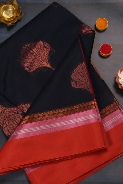 Ink Blue Semi Silk Cotton Saree