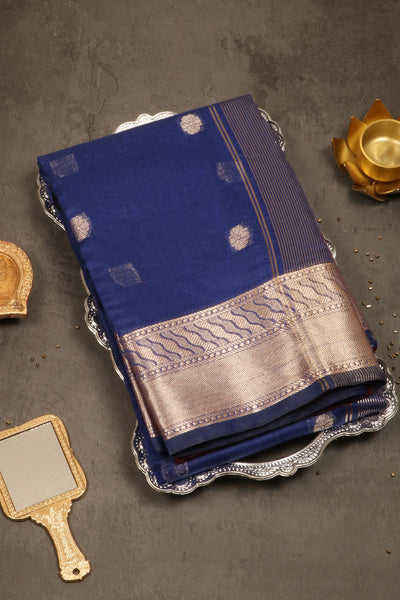 1243264-PALAM-SILKS-SHOP-ONLINE-Midnight Blue Semi Maheshwari Saree