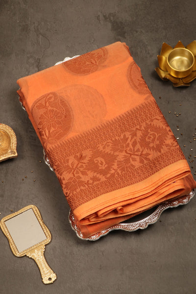 Peach Semi Silk Cotton Saree