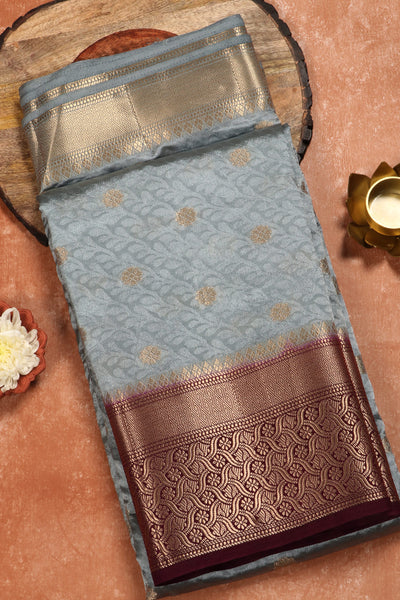 Grey Semi Tussar Saree