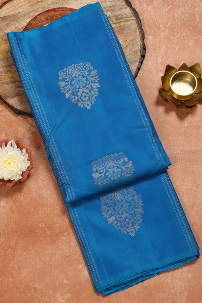 Slate Blue Borderless Silk Mix Saree