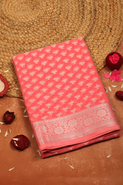 Candy Pink Semi Silk Cotton Saree