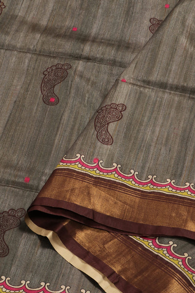 Grey Semi Jute Saree