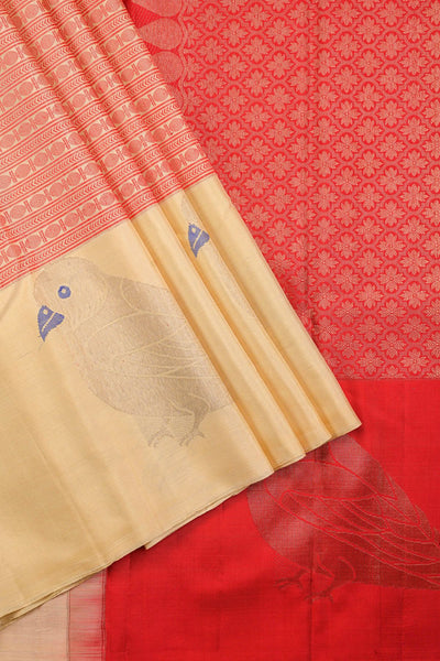 Beige Kanchipuram Silk Saree