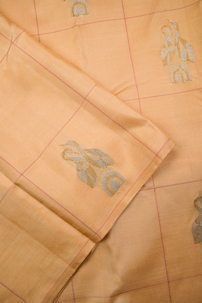 Borderless Cream Kanchipuram Silk Saree