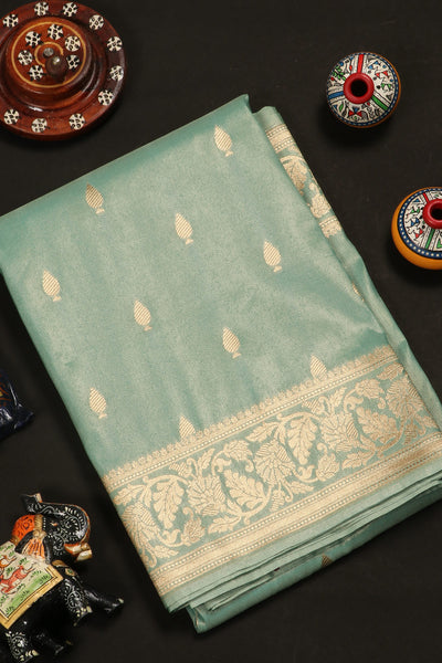 Dusty Blue Semi Tussar Saree