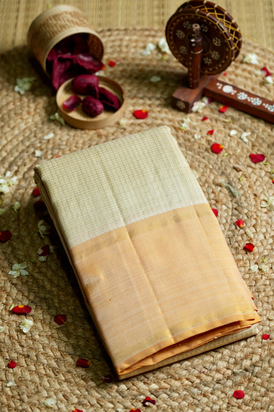 Cream Kanchipuram Silk Saree