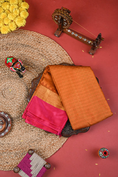 Burnt Orange Kanchipuram Silk Saree