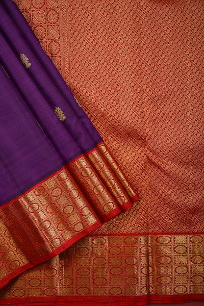 Purple Kanchipuram Silk Saree with Contrast Border