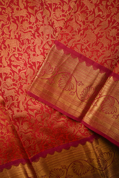 Maroon Bridal Kanchipuram Silk Saree