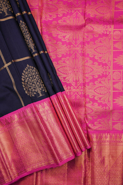 Ink Blue Kanchipuram Silk Saree