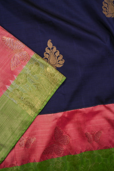 Ink Blue Kanchipuram Silk Saree