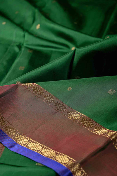 1203439-PALAM-SILKS-Bottle Green Kanchipuram Silk Saree